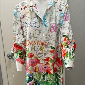 John Mark Novelty Print Button Up Blouse